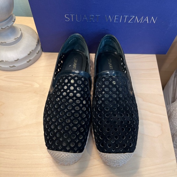 Stuart Weitzman black suede context espadrilles size M5.5 - Picture 2 of 6